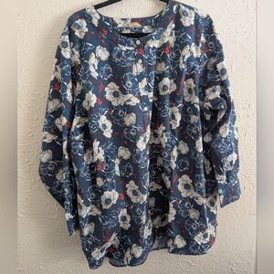 Duluth Trading Co Blue Floral Shirt